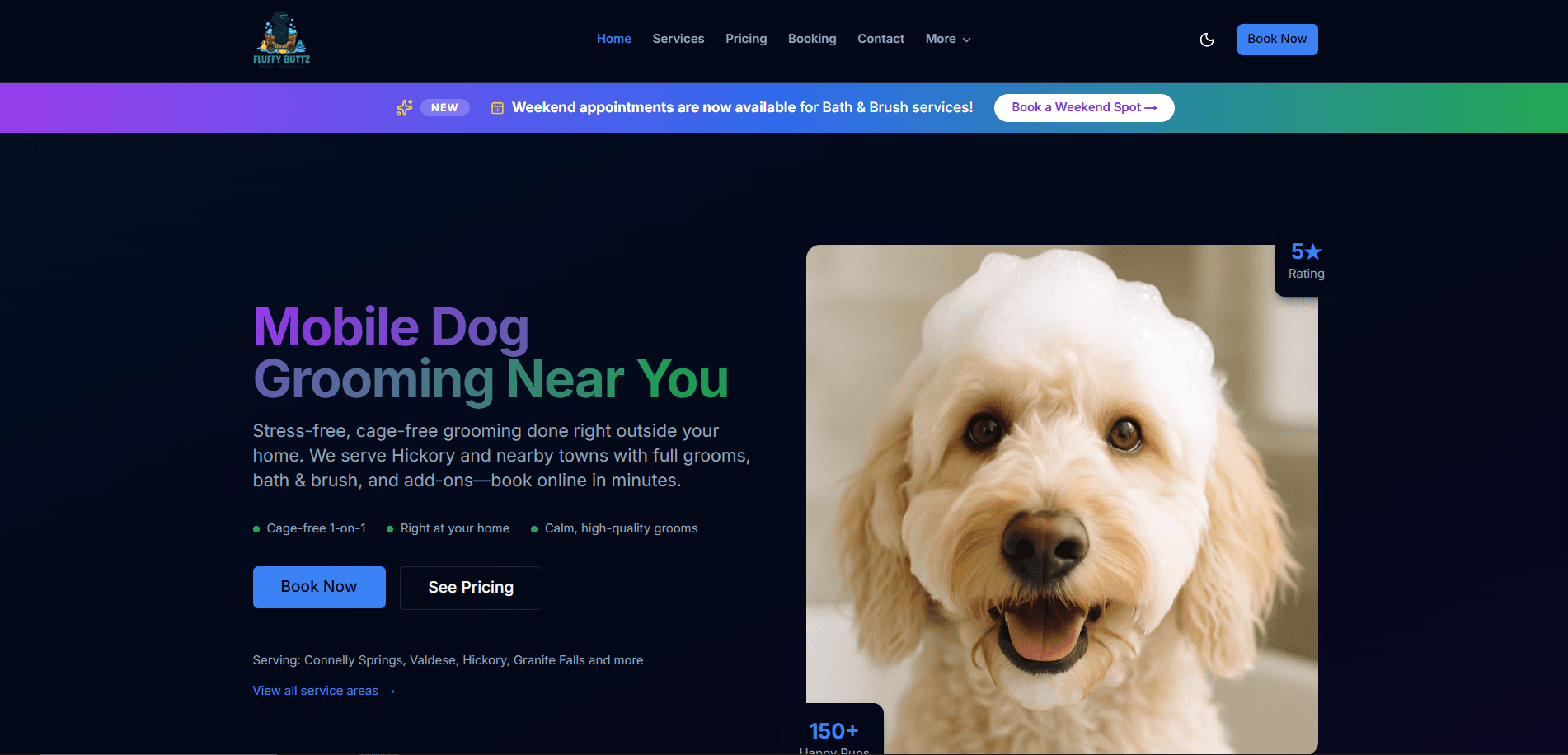 Fluffy Buttz Mobile Dog Grooming website