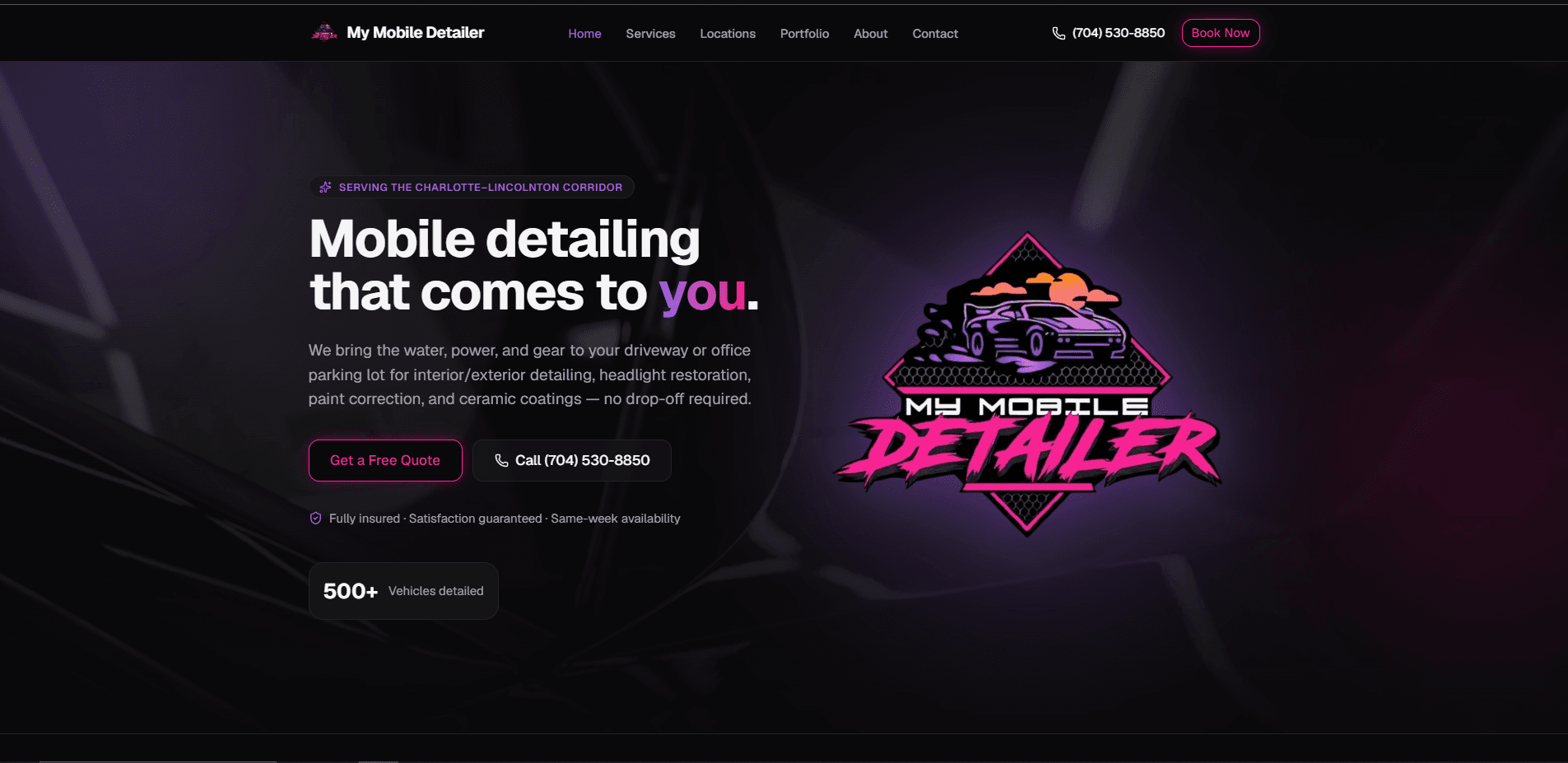 My Mobile Detailer website screenshot