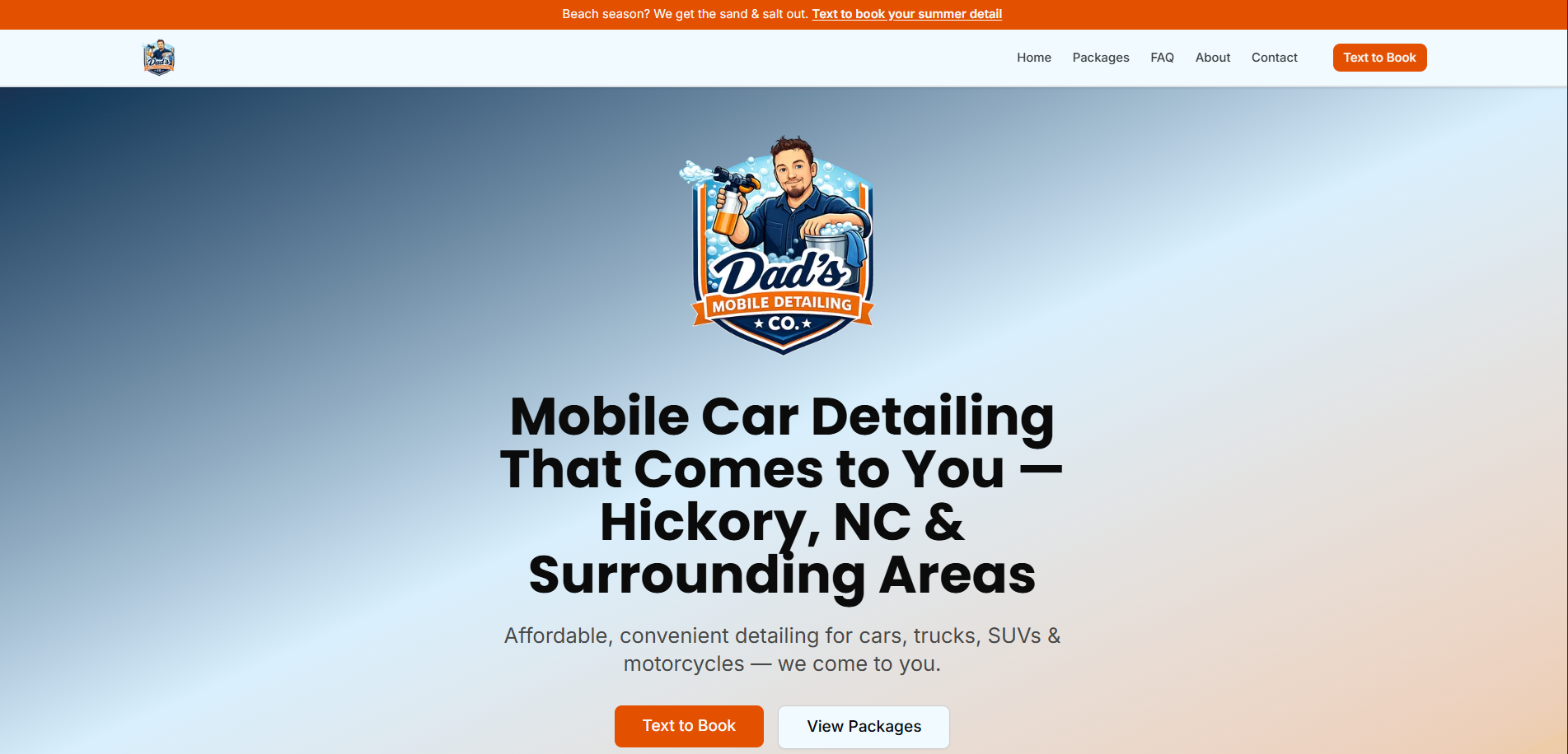 Dad's Mobile Detailing Co. website screenshot